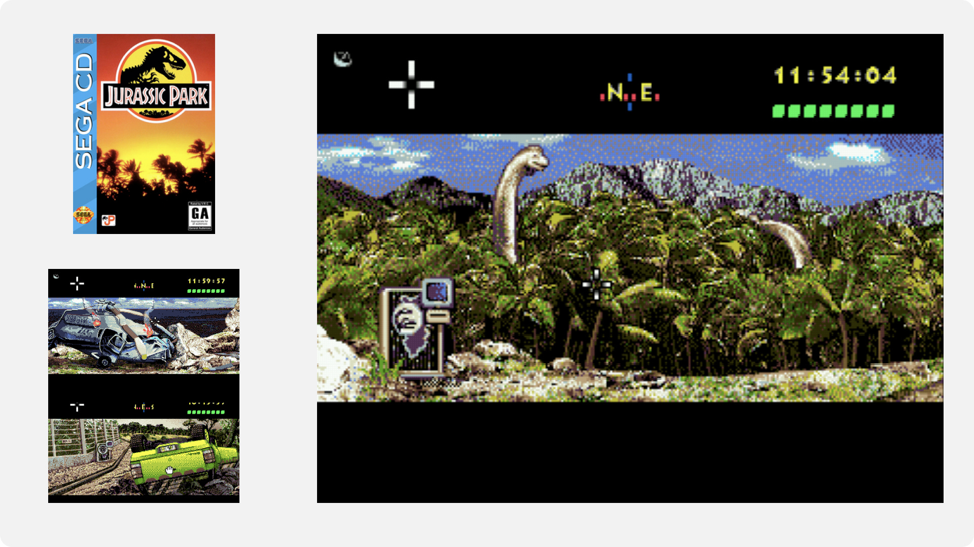 Screenshots of Jurassic Park game on Sega CD