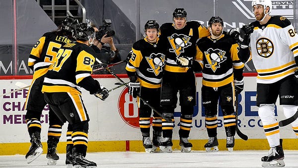Celebration photo after Malkin's power-play goal.