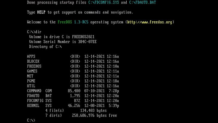 FreeDOS 1.3, the first major release in 5 years, edges closer to a full release